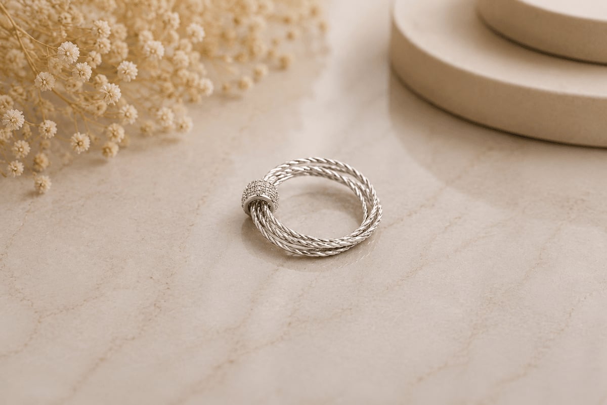 Twisted Rope CZ Knot Ring